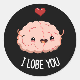 Ich liebe dich Funny Brain Pun Dark BG Runder Aufkleber