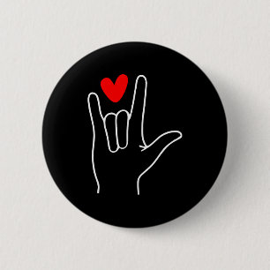Ich liebe dich Gebärdensprache Süße Happy Valentin Button