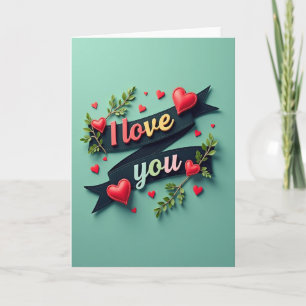Ich liebe dich gestickte Herzkarte Karte
