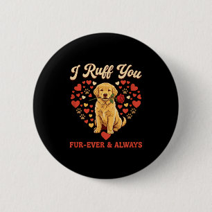 Ich liebe dich Golden Retriever Welpe Rose Herz Hu Button
