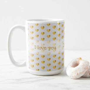 Ich liebe dich - Goldene Folienherzen Eleganter Gr Kaffeetasse