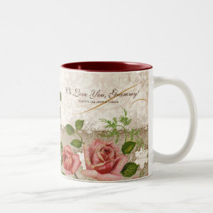 Ich liebe dich Grammy, Vintage-englische-Rosen-Tas Zweifarbige Tasse