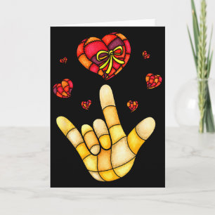 Ich liebe dich Hand Gebärdensprache Asl - Herzen V Karte