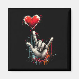 Ich liebe dich Handzeichen Asl Herz Frauen Kinder  Magnet