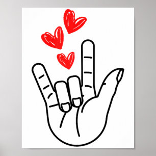 Ich-liebe-Dich-Handzeichen Herz Frauen Mädchen Val Poster
