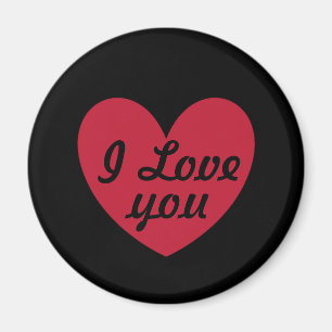 "Ich liebe dich" Herz auf Schwarz Magnet