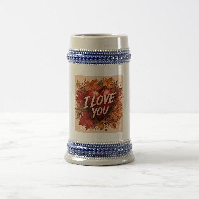 Ich liebe dich Herz Design Bierglas (Mittel)
