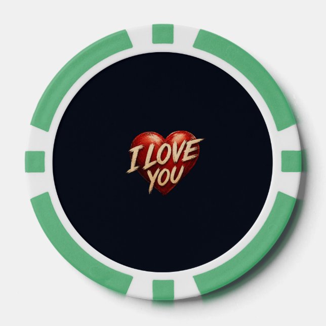Ich liebe dich Herz Design Pokerchips (Vorderseite)