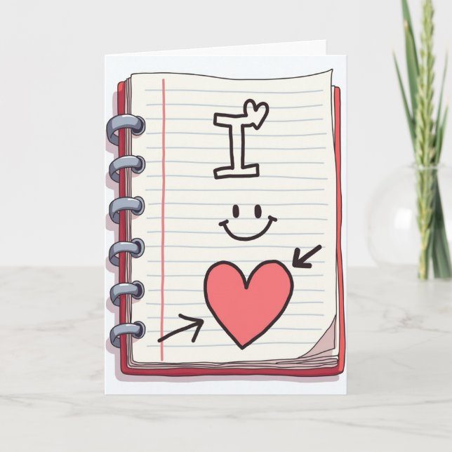 Ich liebe dich Herz Doodle Karte (Vorderseite)