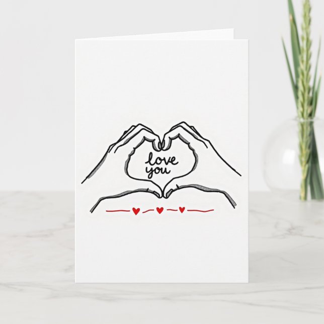 Ich liebe dich Herz Hände Karte (Vorderseite)