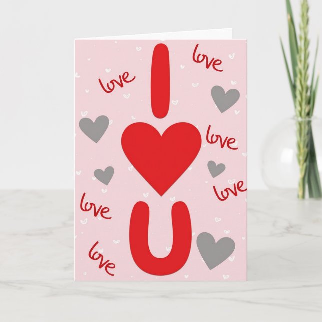 Ich liebe dich Herzmuster Karte (Vorderseite)