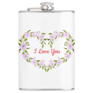 Ich liebe dich Hübsche Blumen Flachmann