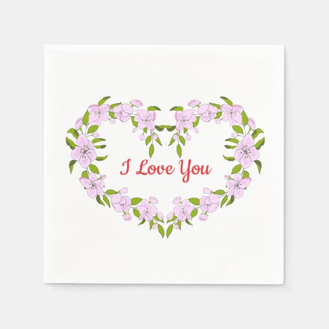 Ich liebe dich Hübsche Blumen Serviette (Vorderseite)