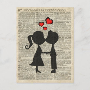 Ich liebe dich Illustration über einer Wörterbuchs Postkarte