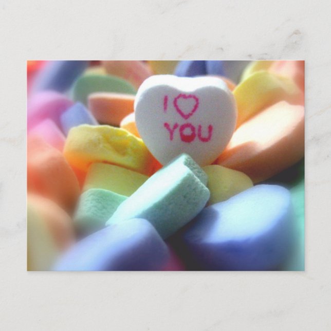 Ich Liebe dich, im Herzen Candy Postkarte (Vorderseite)