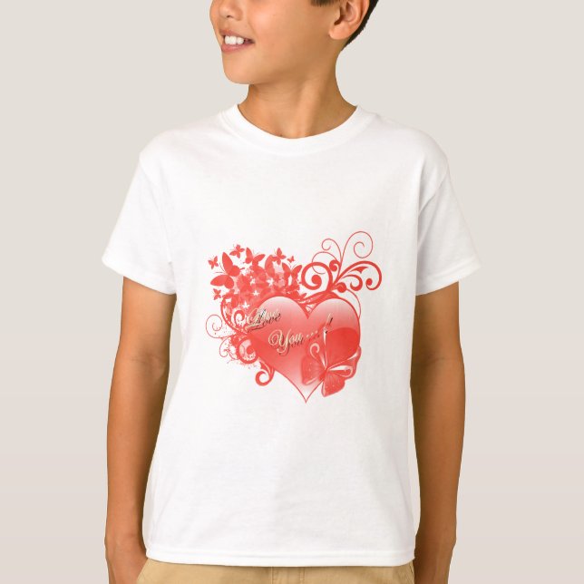 ICH LIEBE DICH IM ROTEN HERZEN T-Shirt (Vorderseite)