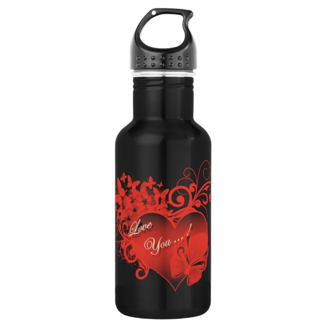 ICH LIEBE DICH IM ROTEN HERZEN TRINKFLASCHE (Vorderseite)
