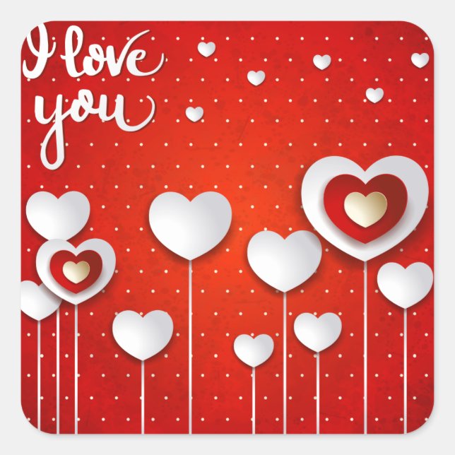 Ich Liebe dich in Rot Quadratischer Aufkleber (Vorderseite)