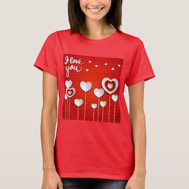 Ich Liebe dich in Rot T-Shirt (Vorderseite)
