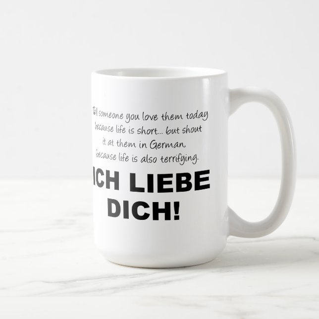 Ich Liebe Dich Je T'Aime Mug Drôle (Droite)