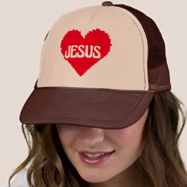 Ich liebe dich Jesus Pixel Art Truckerkappe