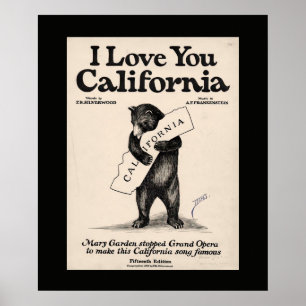 Ich liebe dich Kalifornien Bär Poster