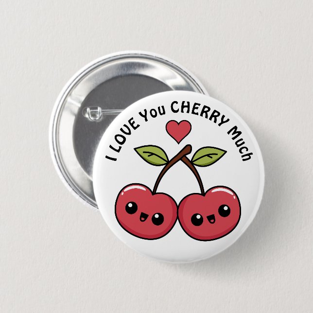 Ich liebe dich Kirsche sehr Button (Vorne & Hinten)