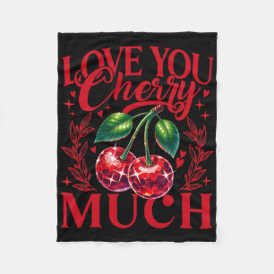 Ich liebe dich Kirsche viel Erdbeer Herz Disco Ll Fleecedecke