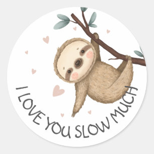 Ich liebe dich Langsam sehr Faultier Valentinstag Runder Aufkleber