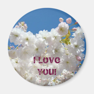 Ich liebe Dich! Magnet-Geschenk Rosa Baum Blüten B Magnet