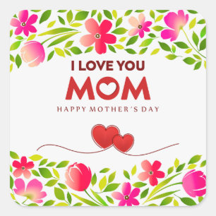 "Ich liebe dich Mama" Alles Gute zum Muttertag Blu Quadratischer Aufkleber