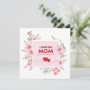 Ich liebe Dich Mama: Elegante rosa Blumen zum Mutt Karte