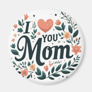 Ich liebe dich Mama - Floraler Kranz Herz Magnet