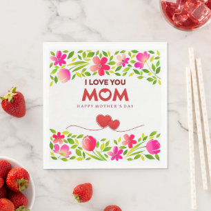 "Ich liebe dich Mama" Frohen Muttertag Blumen Serviette