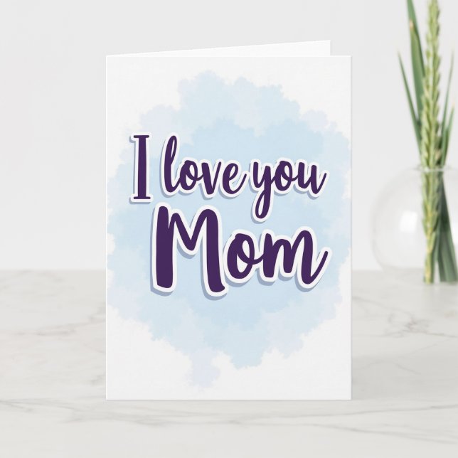 Ich liebe dich Mama Lila Text Karte (Vorderseite)