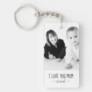 Ich liebe dich Mama modernes Schwarz-Weiß-Foto Schlüsselanhänger