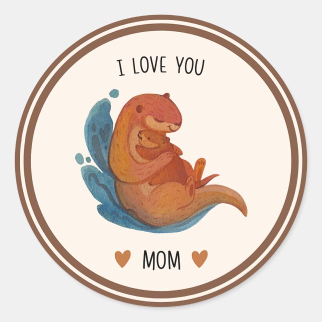 Ich liebe dich Mama Otter Aufkleber (Vorderseite)