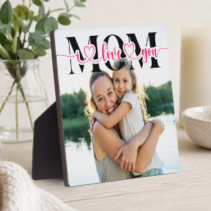 Ich liebe dich Mama Rosa Herzen Typografie Foto Fotoplatte
