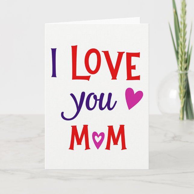 Ich liebe dich Mama Smooth Hearts Karte (Vorderseite)