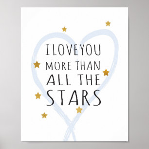 Ich liebe dich mehr als alle Sterne - Kunstdruck Poster