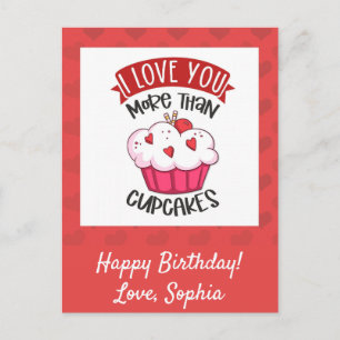 Ich liebe dich mehr als Cupcakes Postkarte