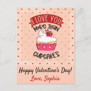 Ich liebe dich mehr als Cupcakes Postkarte
