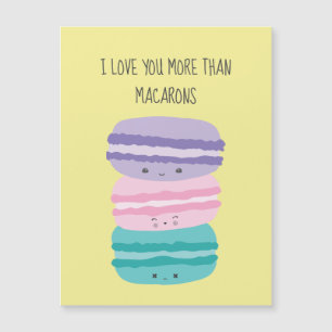 Ich liebe dich mehr als Macarons Kawaii Pastell Sü Magnetkarte