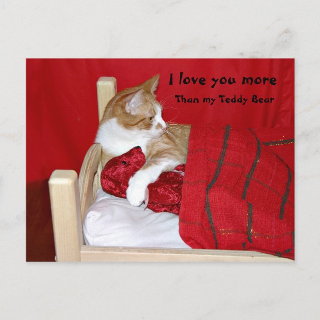 Ich Liebe dich mehr als mein Teddybär Postkarte (Vorderseite)