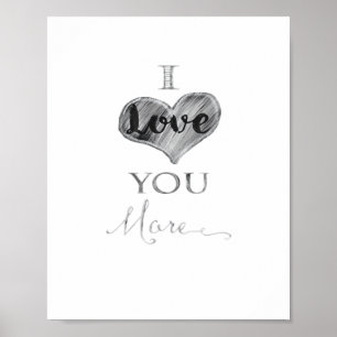 Ich liebe dich mehr Kreidetafel Herz-Typografie Poster