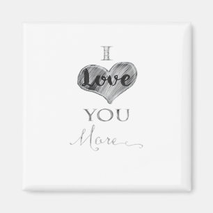 Ich liebe dich mehr Kreidetafel Herztypografie Magnet