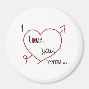 Ich liebe dich mehr mit großem Herzen Romantischer Magnet