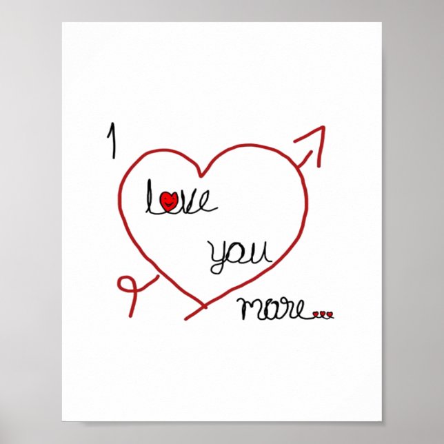 Ich liebe dich mehr mit großem Herzen Romantischer Poster (Vorne)