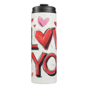 Ich liebe dich mit vielen Herzen Thermosbecher