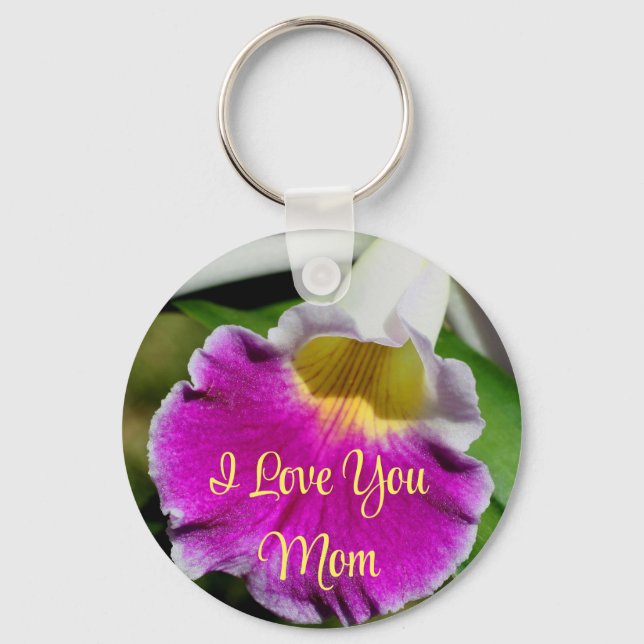 Ich liebe dich, Mutter Orchideenblume  Schlüsselanhänger (Vorderseite)